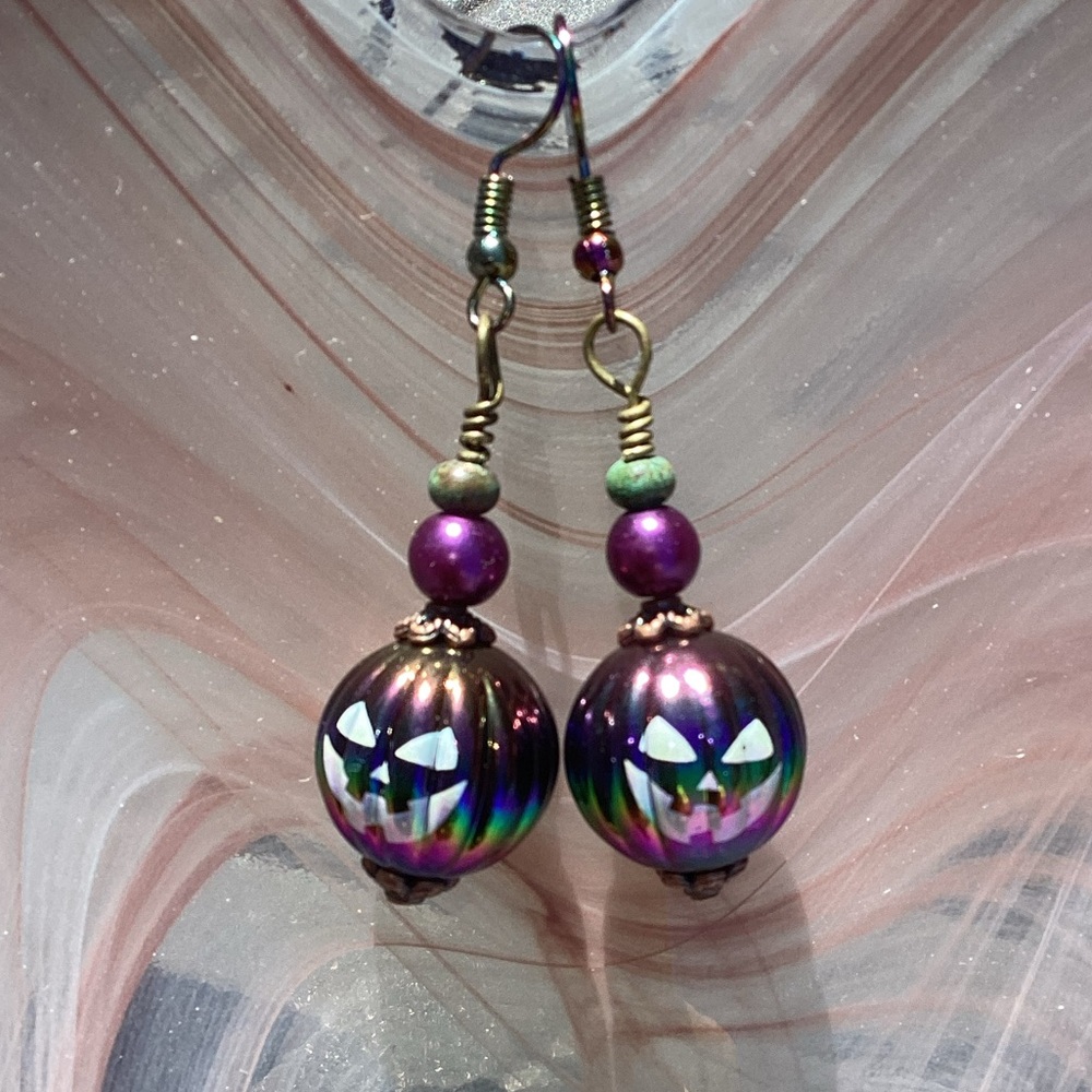 Halloween earrings in purple